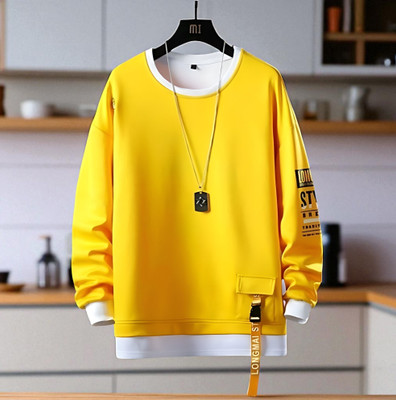 FASHIUM Printed Men Round Neck Yellow T-Shirt