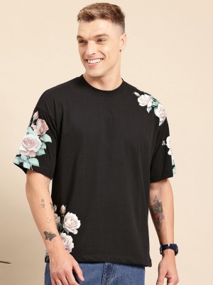 Mast & Harbour Printed Men Round Neck Black T-Shirt