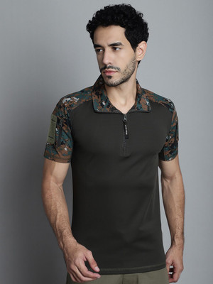 MOUNTMILLER Military Camouflage Men Polo Neck Multicolor T-Shirt