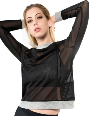JUKEBOX Self Design Women Round Neck Black T-Shirt