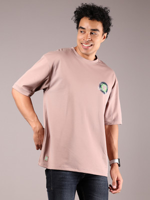 V-MART Printed Men Round Neck Pink T-Shirt