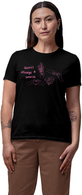 Fighterhero Printed Women Round Neck Black T-Shirt