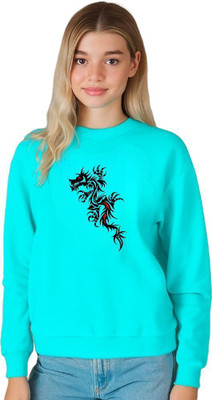 HouseOfCommon Printed Women Round Neck Light Blue T-Shirt