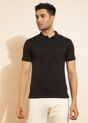 Force NXT Solid Men Polo Neck Black T-Shirt