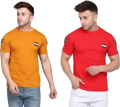 Blisstone Solid Men Round Neck Red, Gold T-Shirt