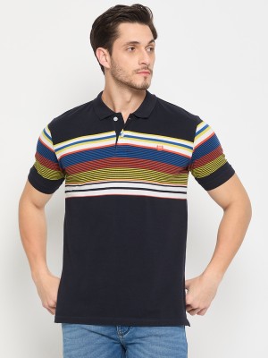 DUKE Striped Men Polo Neck Multicolor T-Shirt