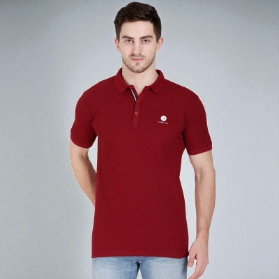 Faricon Trend Solid Men Round Neck Maroon T-Shirt