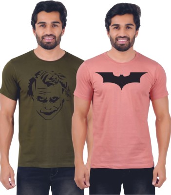 Ferocious Printed Men Round Neck Green, Pink T-Shirt