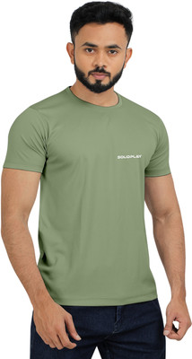 INDICLUB Solid Men Round Neck Green T-Shirt