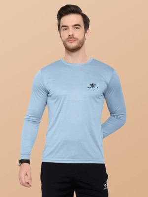 Cruister Solid Men Round Neck Light Blue T-Shirt