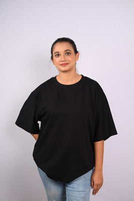 Trendtee Printed Women Round Neck Black T-Shirt