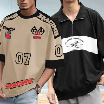Jump Cuts Printed Men Polo Neck Reversible Multicolor T-Shirt