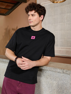 WROGN Printed Men Round Neck Black T-Shirt
