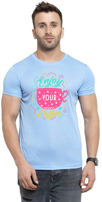 LuvCare Printed Men Round Neck Blue T-Shirt