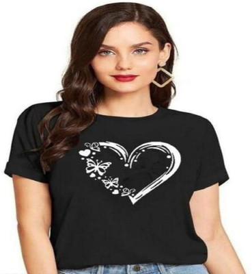 SAHAL Printed Women Round Neck Multicolor T-Shirt