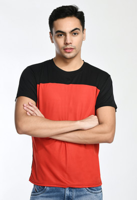 Dam Colorblock Men Round Neck Multicolor T-Shirt