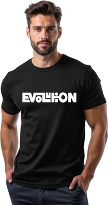 RasJon Printed Men Round Neck Black T-Shirt