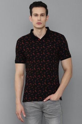 LOUIS PHILIPPE Printed Men Polo Neck Black T-Shirt