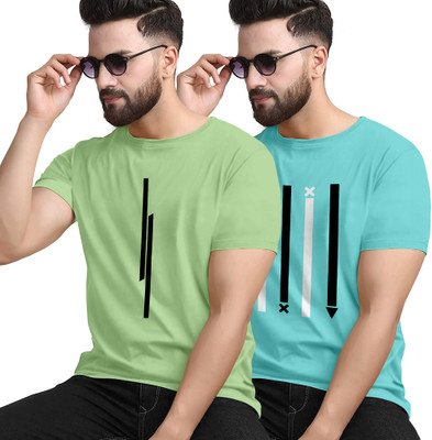 KAJARU Printed Men Round Neck Gold T-Shirt