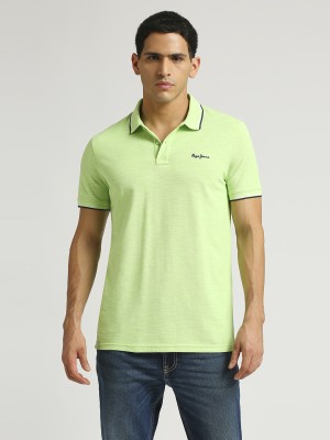 Pepe Jeans Solid Men Polo Neck Green T-Shirt