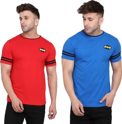 Money Leaf Solid Men Round Neck Red, Blue T-Shirt