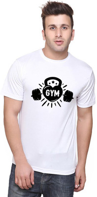 Think Tech Printed, Typography Men Round Neck White T-Shirt