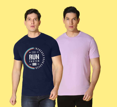 WOOSTRO Printed Men Round Neck Multicolor T-Shirt