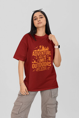 Stylewill Graphic Print Women Round Neck Maroon T-Shirt