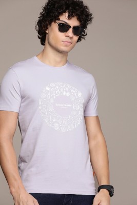 Simon Carter London Printed Men Round Neck Purple T-Shirt