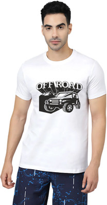 LH-Ladies Haat Graphic Print Men Round Neck White T-Shirt