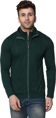 Tresna Fab Solid Men High Neck Dark Green T-Shirt