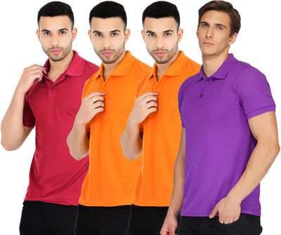 KEOTI Solid Men Polo Neck Multicolor T-Shirt