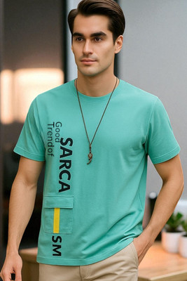 Autna Printed Men Round Neck Green T-Shirt