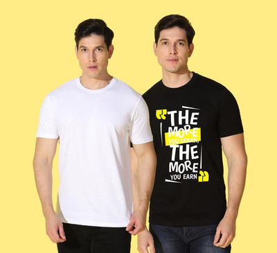 WOOSTRO Printed, Solid Men Round Neck Multicolor T-Shirt
