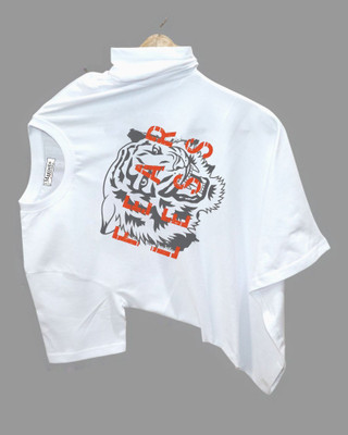 Magneto Printed Men Round Neck White T-Shirt