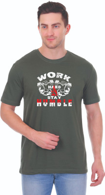 collaveera Printed Men Round Neck Dark Green T-Shirt