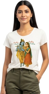 Aasha-Kriti Graphic Print Women Round Neck White T-Shirt