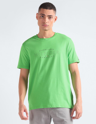 TOMMY HILFIGER Graphic Print Men Crew Neck Green T-Shirt