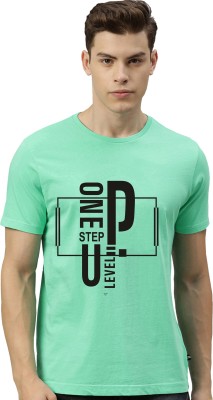 Tee town Graphic Print Men Round Neck Light Green T-Shirt