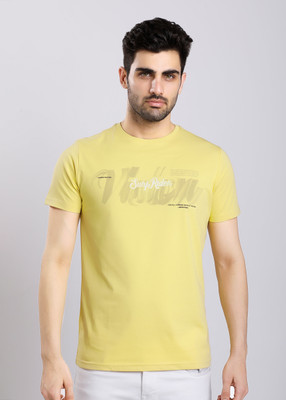 HIGHTRIBE Printed Men Round Neck Black T-Shirt