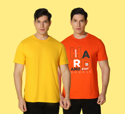 WOOSTRO Typography, Solid Men Round Neck Multicolor T-Shirt
