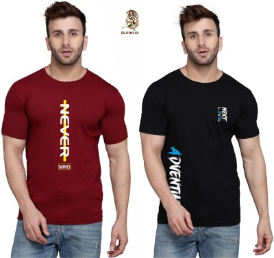 MINISTRY OF FRIENDS Printed Men Round Neck Black, Maroon T-Shirt