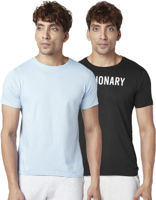 Ajile By Pantaloons Solid Men Round Neck Blue T-Shirt