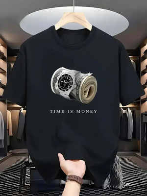 HASTEN Printed Men Round Neck Black T-Shirt