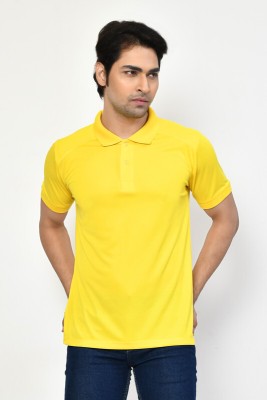 RAPL BHARAT Solid Men Polo Neck Yellow T-Shirt