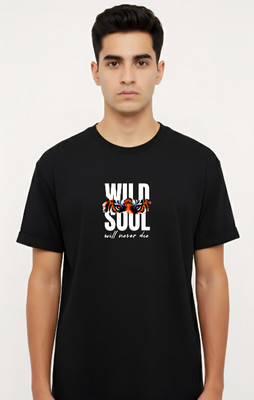 Samrive Animal Print Men Round Neck Red T-Shirt