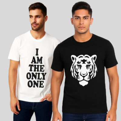 Zoyaash Graphic Print Men Round Neck Black, White T-Shirt