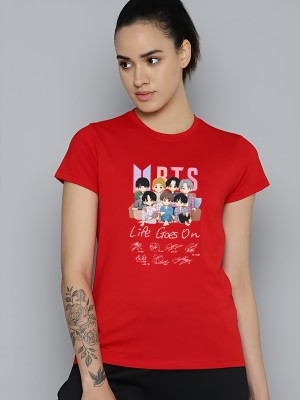 Jack Paris Printed, Typography Women Round Neck Red T-Shirt