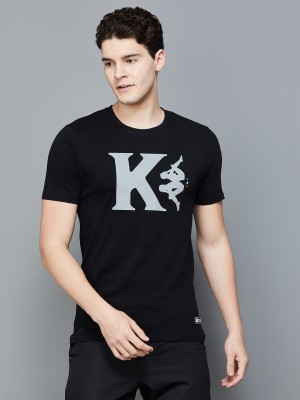 Kappa Printed, Typography Men Round Neck Black T-Shirt