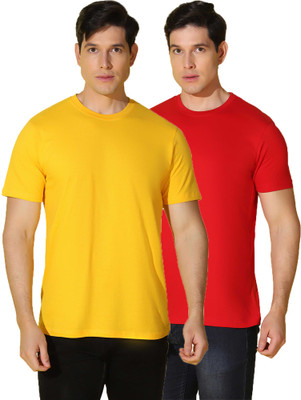 WOOSTRO Solid Men Round Neck Multicolor T-Shirt